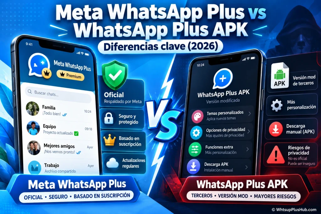 Meta WhatsApp Plus vs WhatsApp Plus APK: Diferencias Clave (2026)
